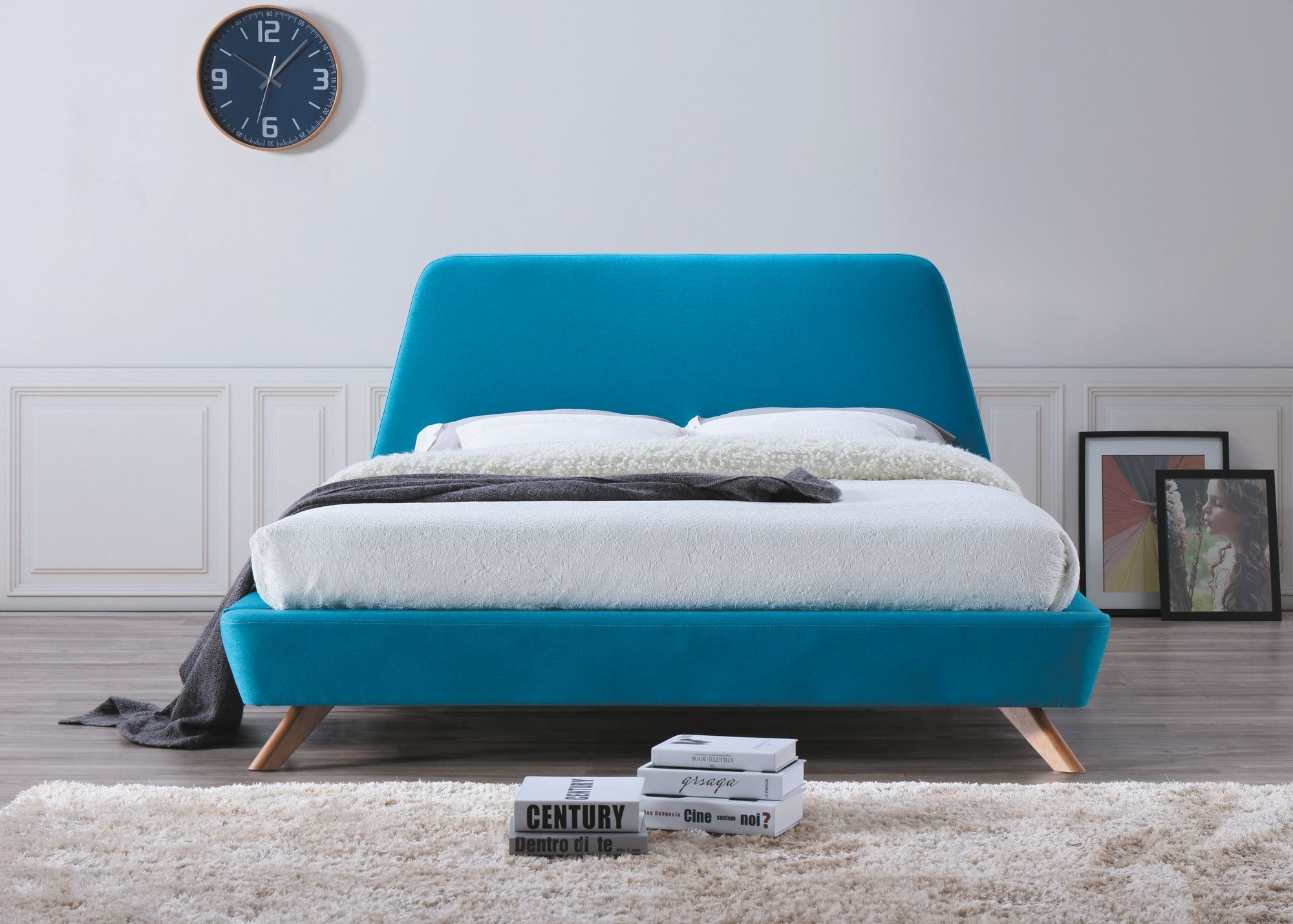 Čalouněná postel GANT 160 x 200 cm tyrkysová Matrace: Bez matrace - Výprodej Povlečení