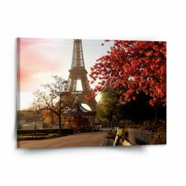 Obraz SABLIO - Eiffelova věž a červený strom 150x110 cm