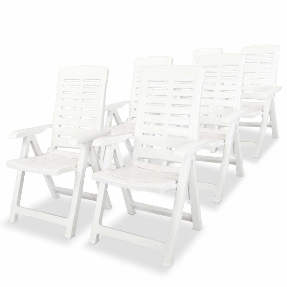 Polohovatelné zahradní židle 6 ks plast Bílá - DEKORHOME.CZ