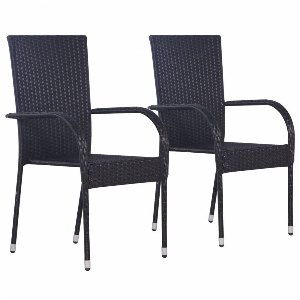 Zahradní stohovatelné židle 2 ks polyratan Černá - DEKORHOME.CZ