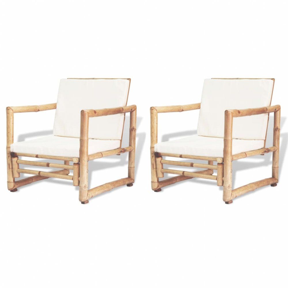 Zahradní židle 2 ks bambus / bílá - DEKORHOME.CZ