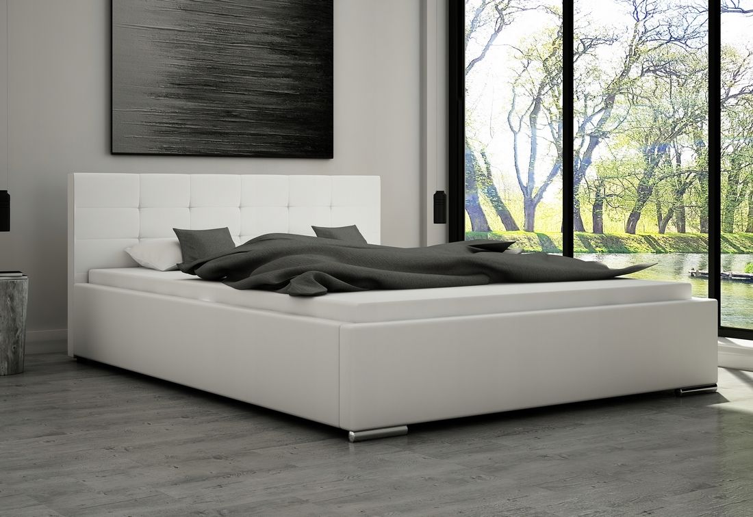 Čalouněná postel OLIVER, 160x200, bílá ekokůže - Expedo s.r.o.