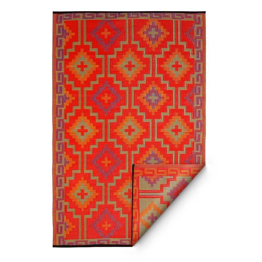 Oranžovo-fialový oboustranný venkovní koberec z recyklovaného plastu Fab Hab Lhasa Orange & Violet, 120 x 180 cm - Bonami.cz