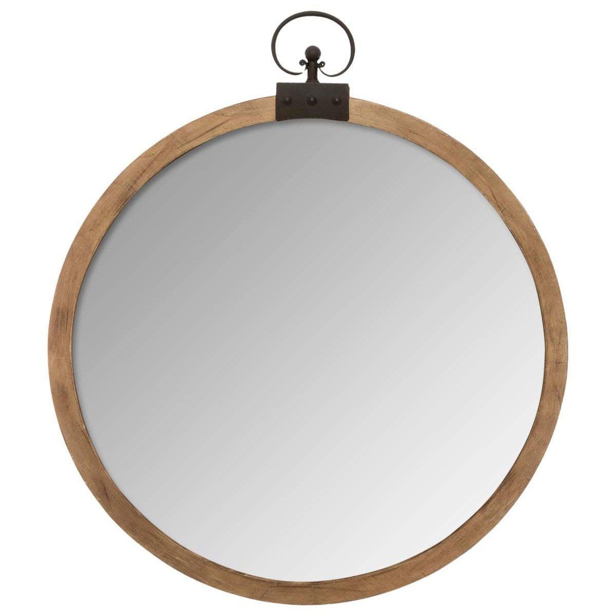 Atmosphera Ozdobné zrcadlo s dřevěným rámem, průměr 74 cm - EMAKO.CZ s.r.o.