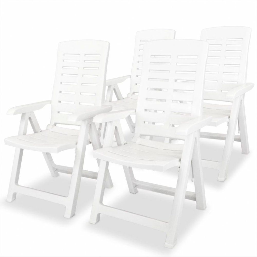 Polohovatelné zahradní židle 4 ks plast Bílá - DEKORHOME.CZ