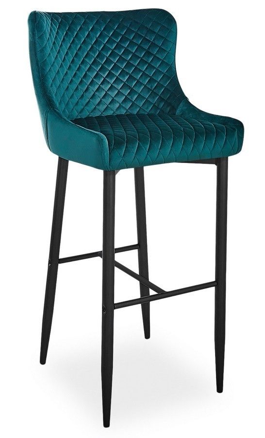 Casarredo Barová židle COLIN B H-1 VELVET zelená/černá - ATAN Nábytek