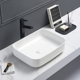Siko - koupelny - kuchyně: Umyvadlo na desku SAT Infinitio 50x39 cm mat bez otvoru pro baterii SATINF5039M