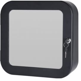 EH Excellent Houseware Kovová lékárnička se zrcadlem, 32 x 32 x 15 cm, černá