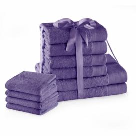 Sada bavlněných ručníků AmeliaHome AMARI 2+4+4 ks fialová