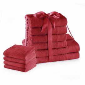 Sada bavlněných ručníků AmeliaHome AMARI 2+4+4 ks tmavě červená