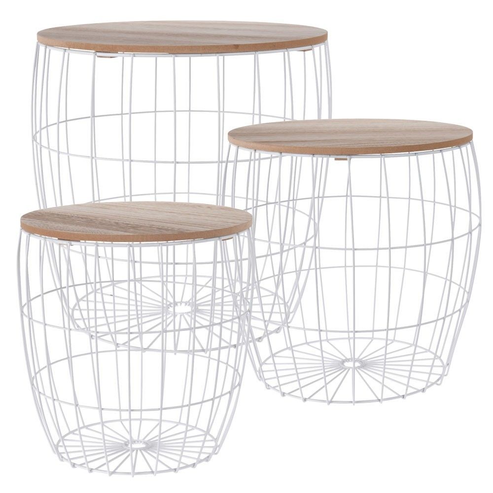 Home Styling Collection Odkládací stolky s úložným prostorem, bílá barva, sada 3 kusů - Houseland.cz