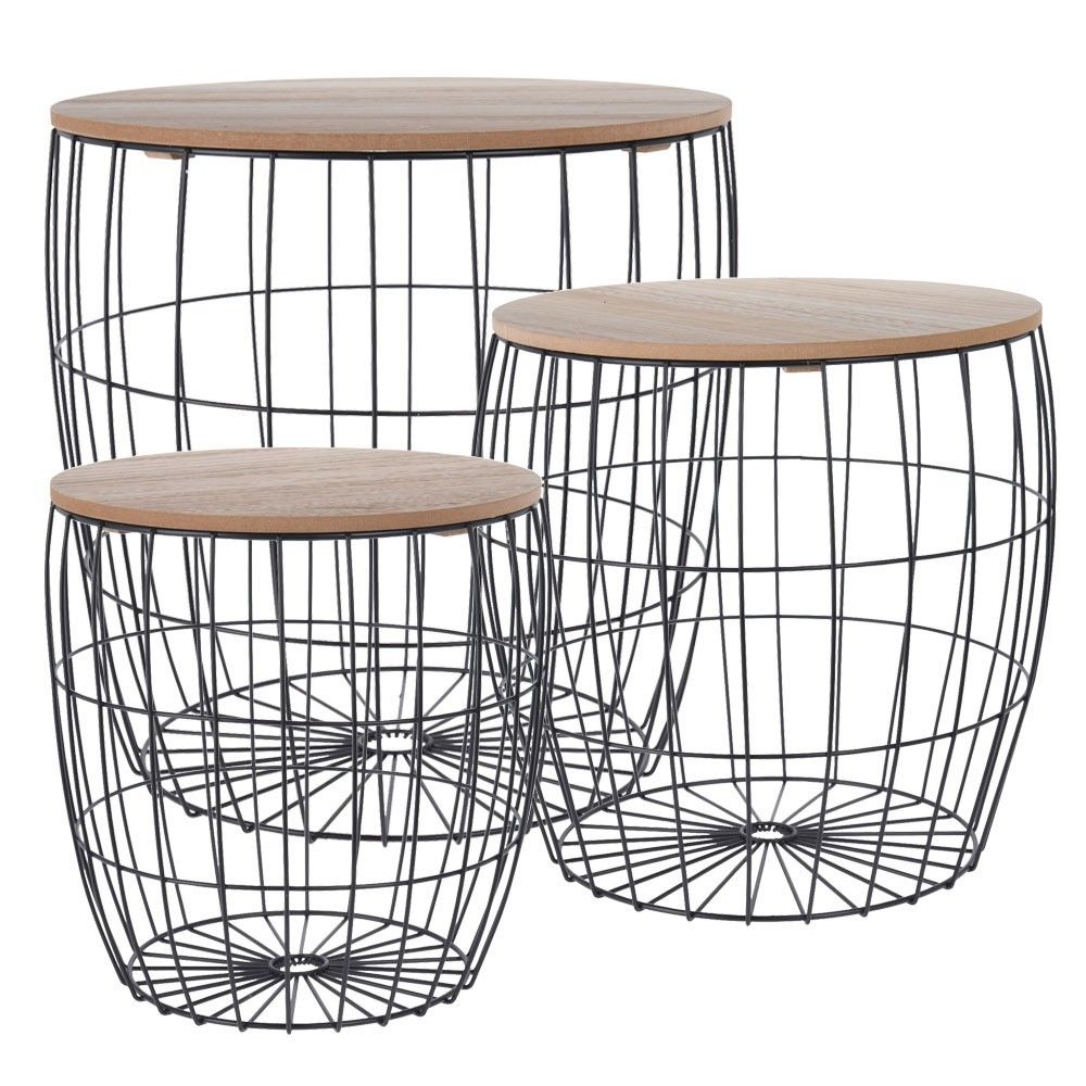 Home Styling Collection Odkládací stolky s úložným prostorem 2v1, sada 3 stolků, černá barva - Houseland.cz