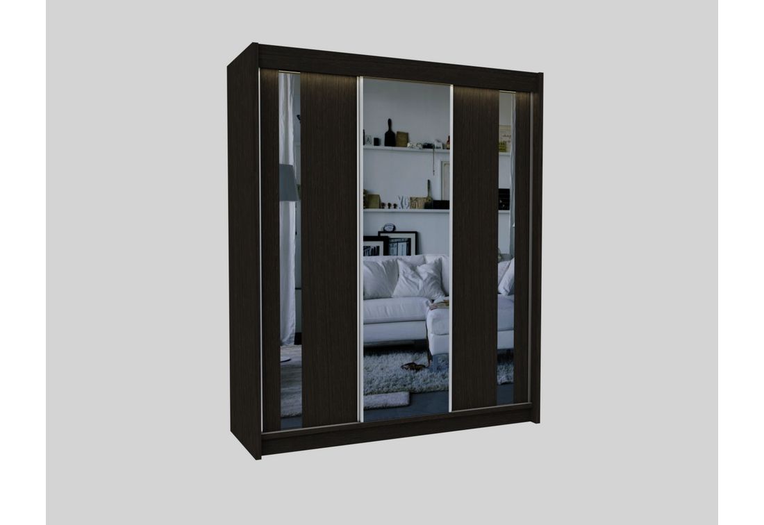 Skříň s posuvnými dveřmi a zrcadlem GAJA, 180x216x61, wenge - Expedo s.r.o.
