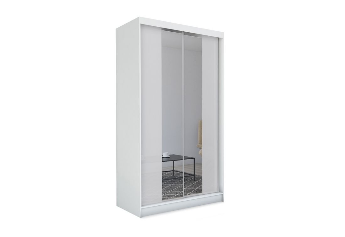 Skříň s posuvnými dveřmi a zrcadlem TOMASO, 150x216x61, bílá - Expedo s.r.o.