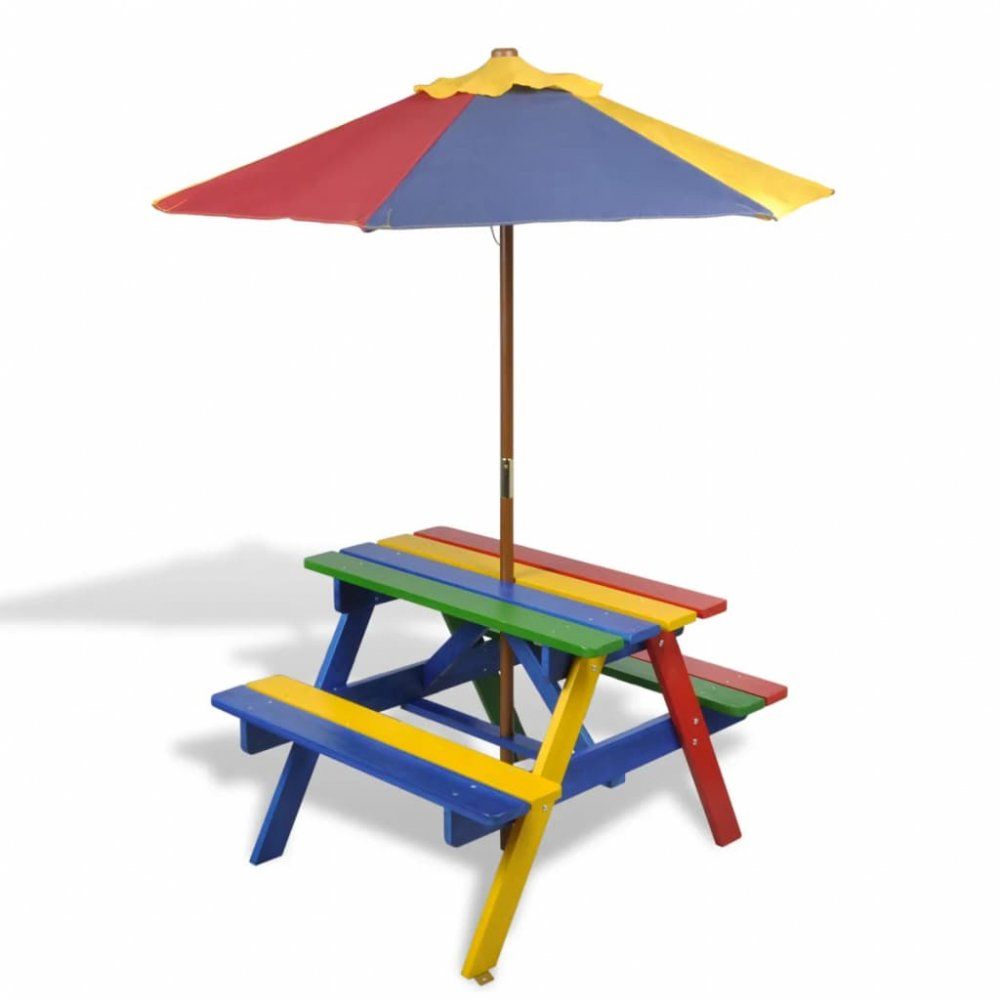 Dětský piknikový stůl s lavičkami a slunečníkem - DEKORHOME.CZ