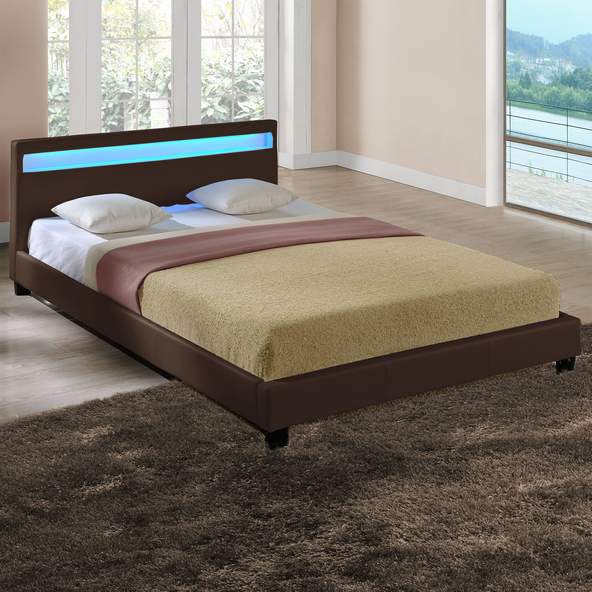 Corium® Moderní manželská postel HTB-106 140x200 cm tmavě hnědá - H.T. Trade Service GmbH & Co. KG