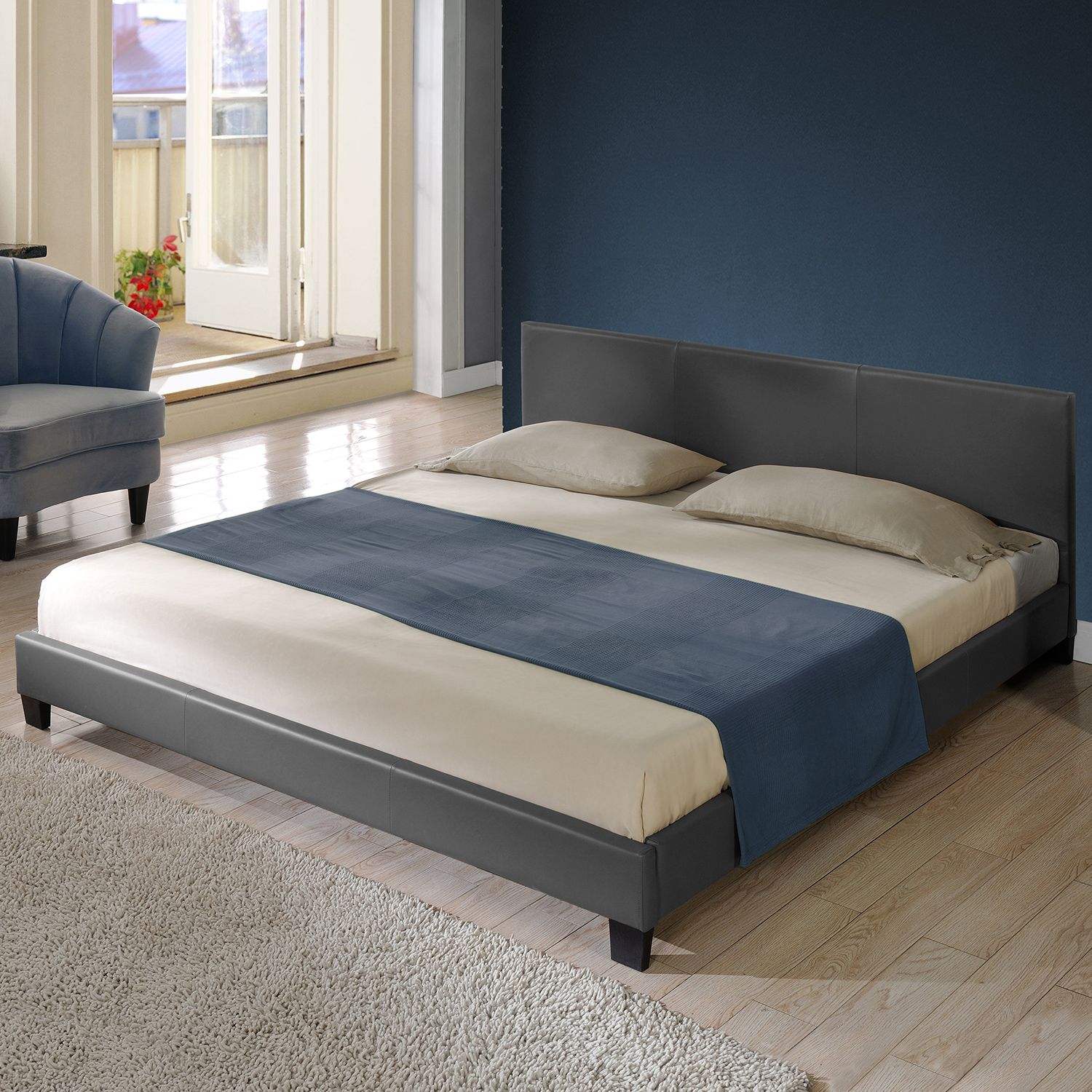 Corium® Moderní manželská postel HTB-1049 140x200 cm tmavě šedá - H.T. Trade Service GmbH & Co. KG