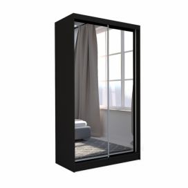 Skříň s posuvnými dveřmi a zrcadlem ROBERTA, 150x216x61, černá