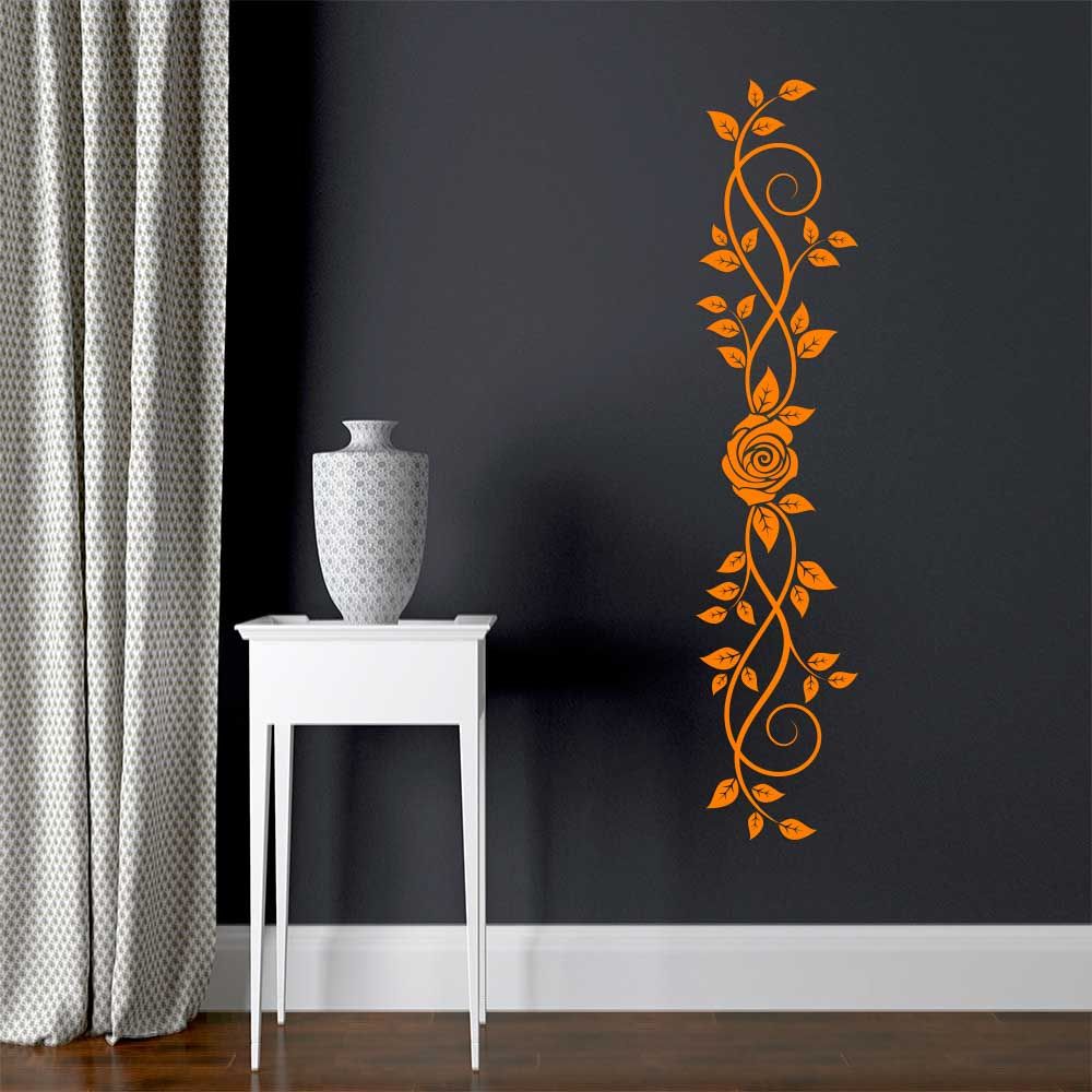 GLIX Květinová dekorace III. - samolepka na zeď Oranžová 80 x 17 cm - GLIX DECO s.r.o.