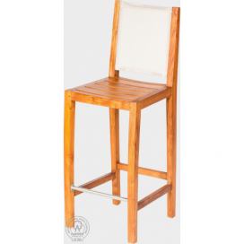 FaKOPA Barová židle s opěradlem z teakového dřeva Laura Mdum
