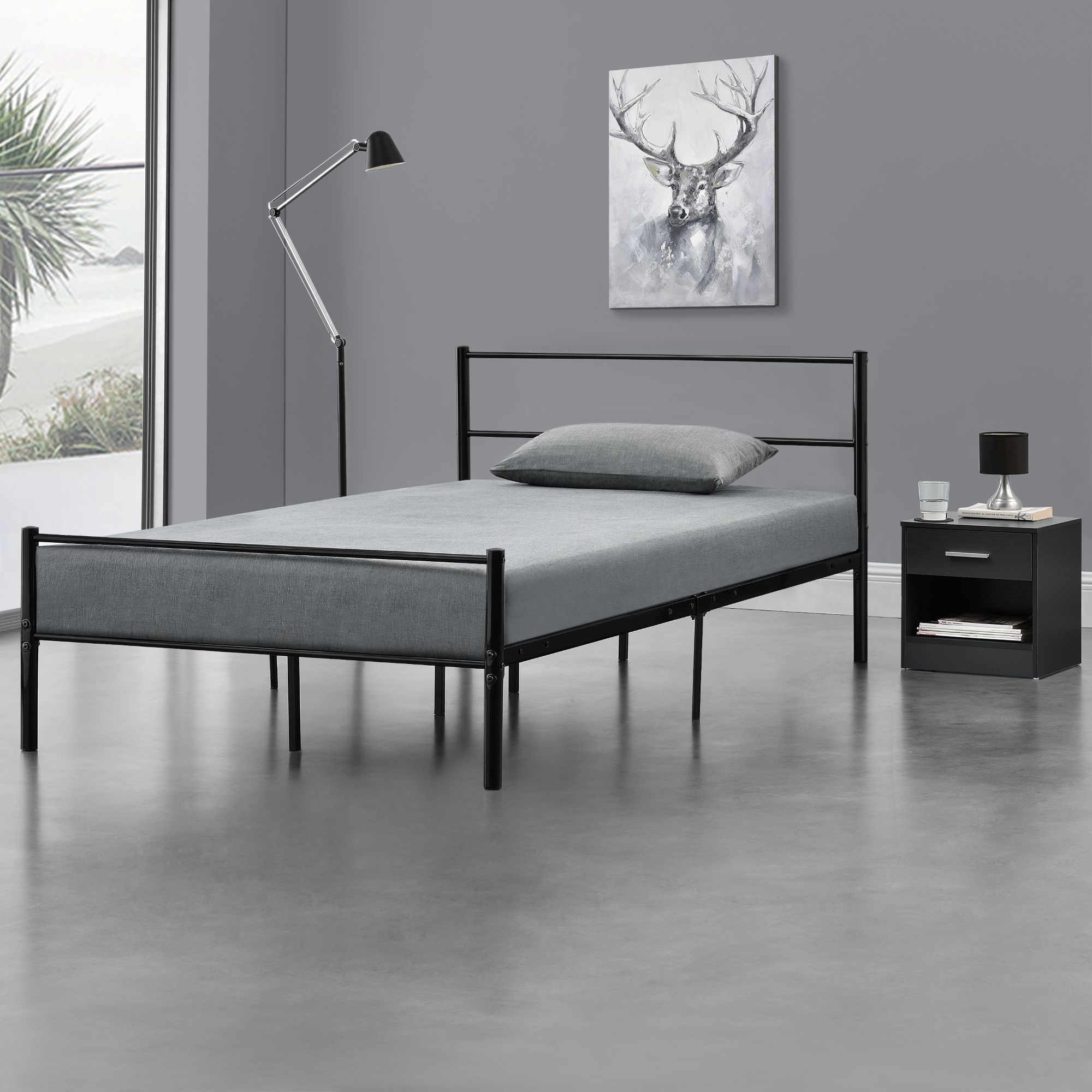 [en.casa] Kovová postel \'Argos\' AADB-1705 120x200 cm černá - H.T. Trade Service GmbH & Co. KG