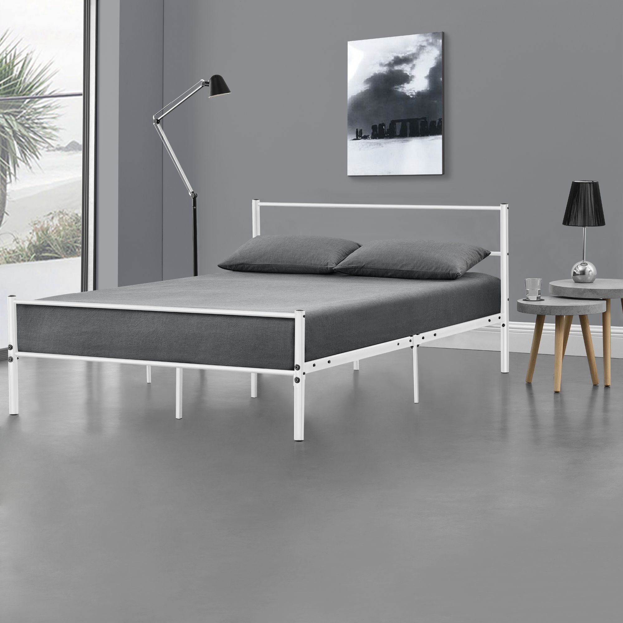 [en.casa] Kovová postel \'Argos\' AADB-1706 120x200 cm bílá - H.T. Trade Service GmbH & Co. KG