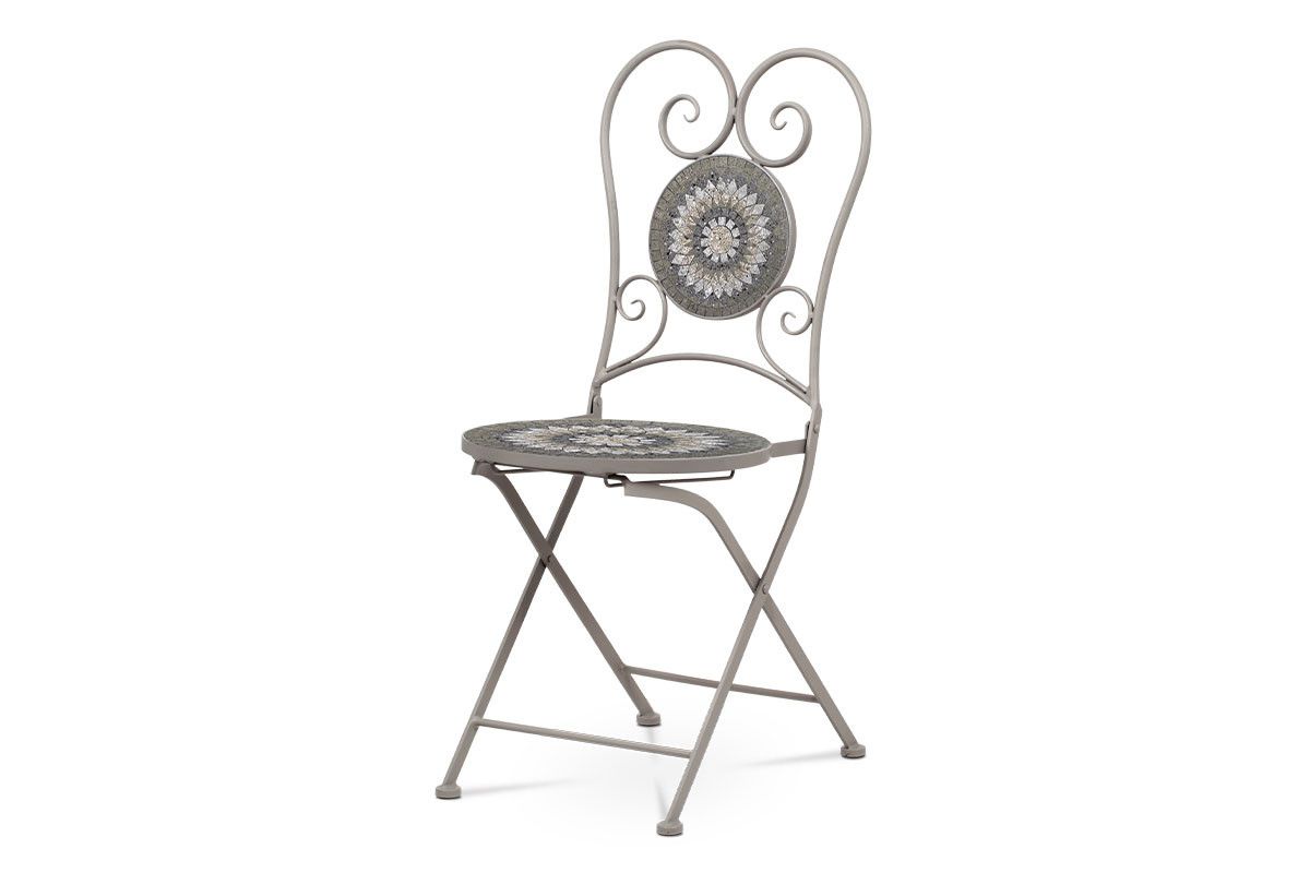Autronic Židle kovová s keramickou mozaikou, šedý lak JF2220 - ATAN Nábytek
