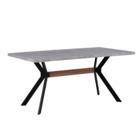 Jídelní stůl s betonovým efektem 160 x 90 cm šedý/černý BENSON