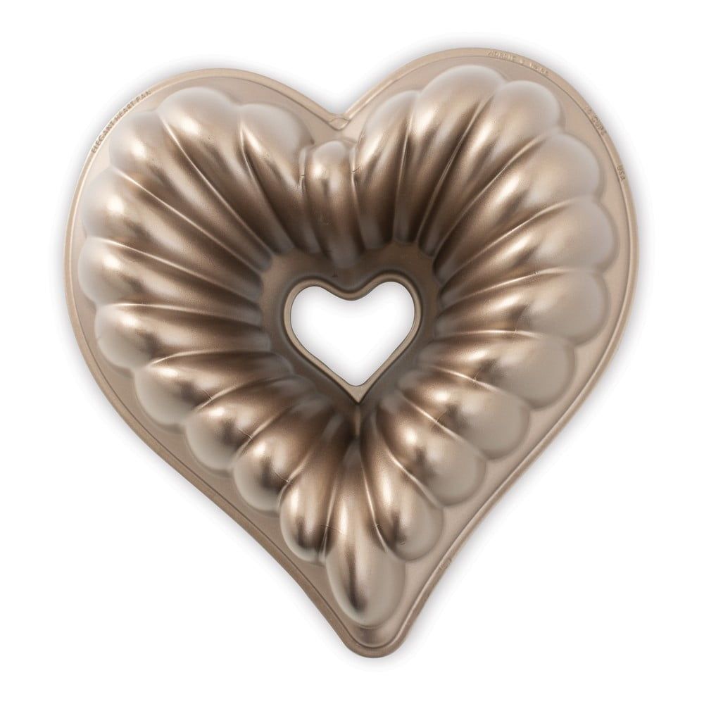 Forma na bábovku ve tvaru srdce v měděné barvě Nordic Ware Heart, 2,4 l - Bonami.cz