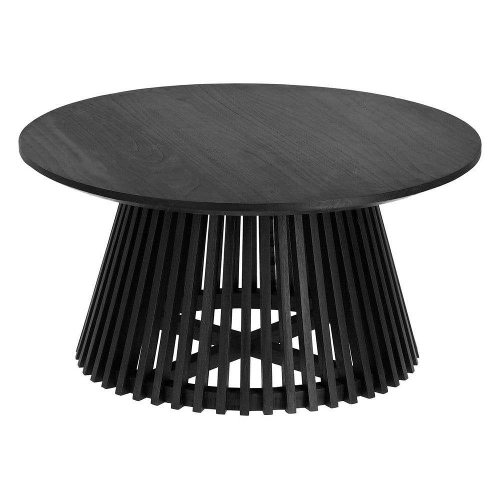 Černý konferenční stolek z teakového dřeva Kave Home Irune, ⌀ 80 cm - Designovynabytek.cz