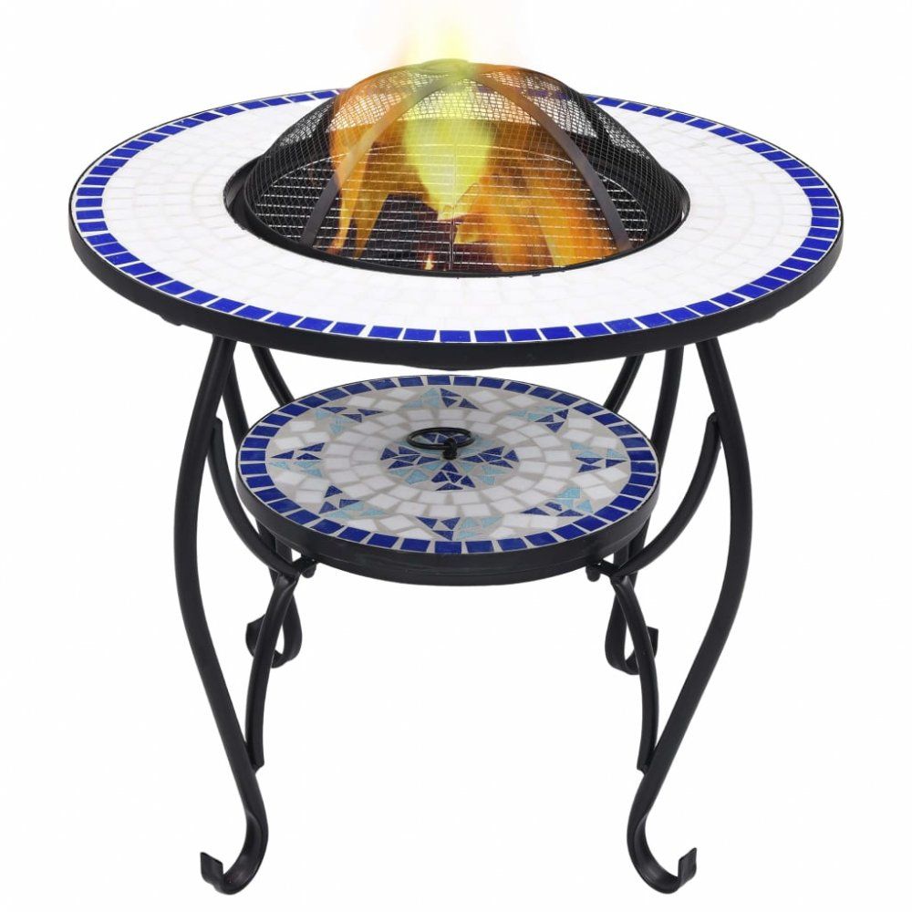 Mozaikový stolek s ohništěm Dekorhome Modrá - DEKORHOME.CZ