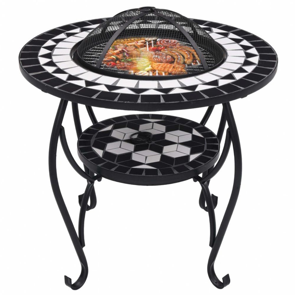 Mozaikový stolek s ohništěm Dekorhome Černá - DEKORHOME.CZ