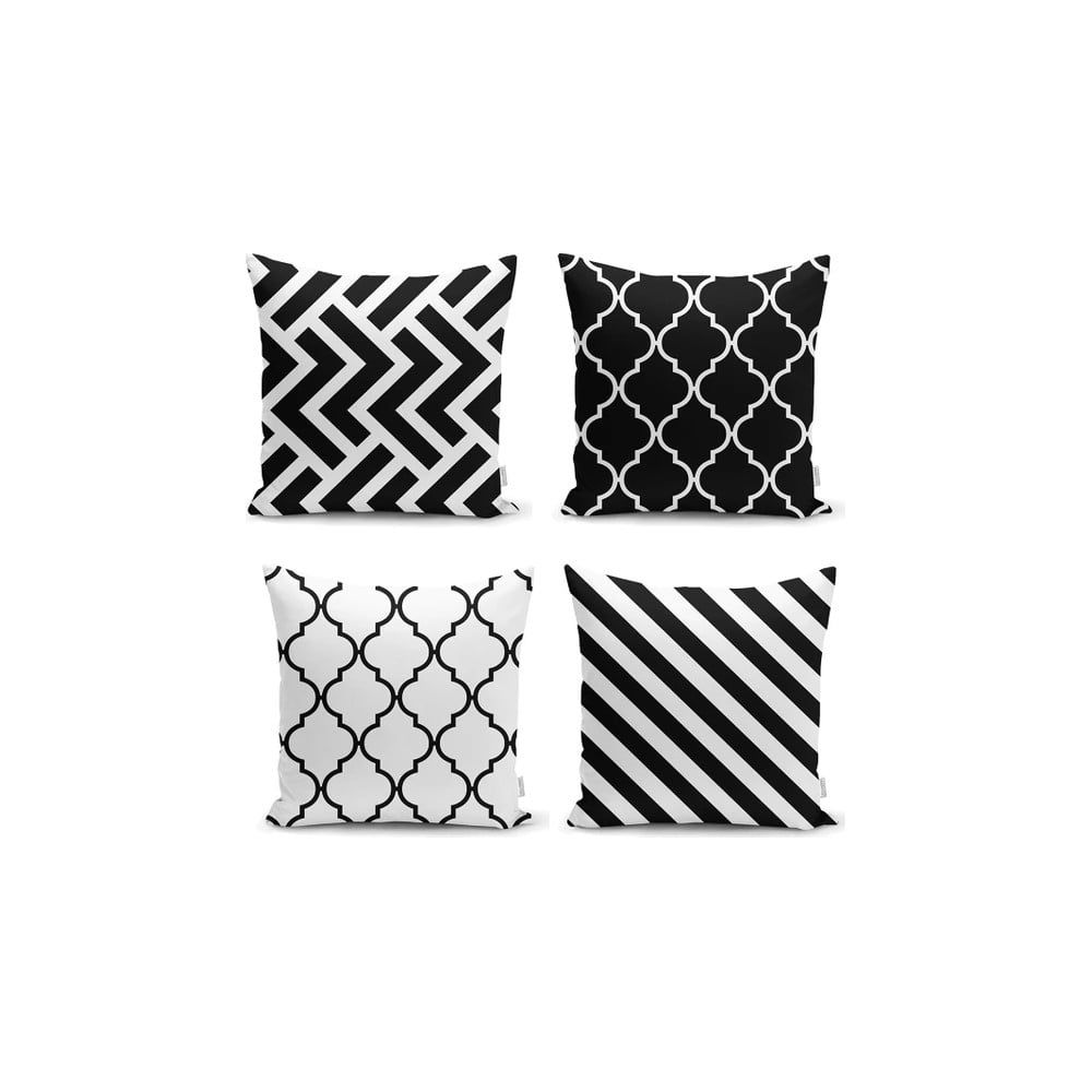 Sada 4 povlaků na polštáře Minimalist Cushion Covers BW Graphic Patterns, 45 x 45 cm - Bonami.cz