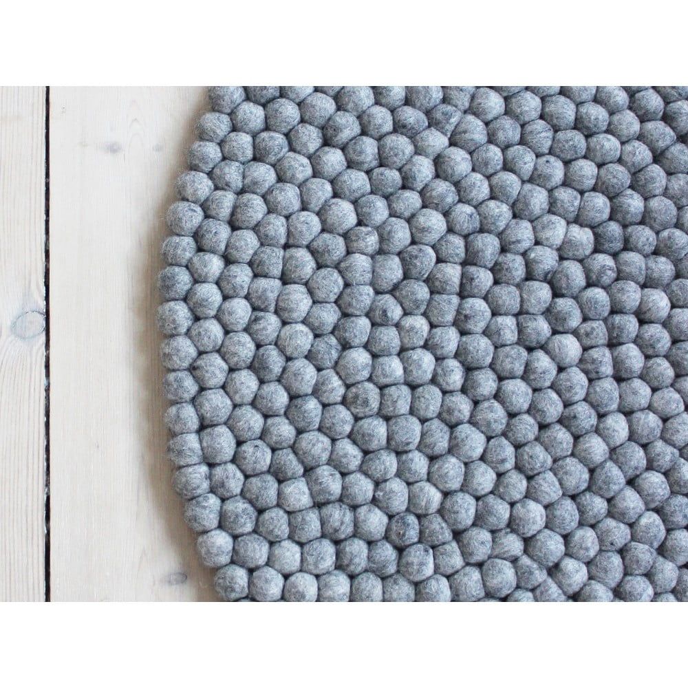 Ocelově šedý kuličkový vlněný koberec Wooldot Ball Rugs, ⌀ 140 cm - Bonami.cz