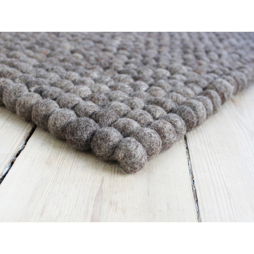 Ořechově hnědý kuličkový vlněný koberec Wooldot Ball Rugs, 100 x 150 cm - Bonami.cz