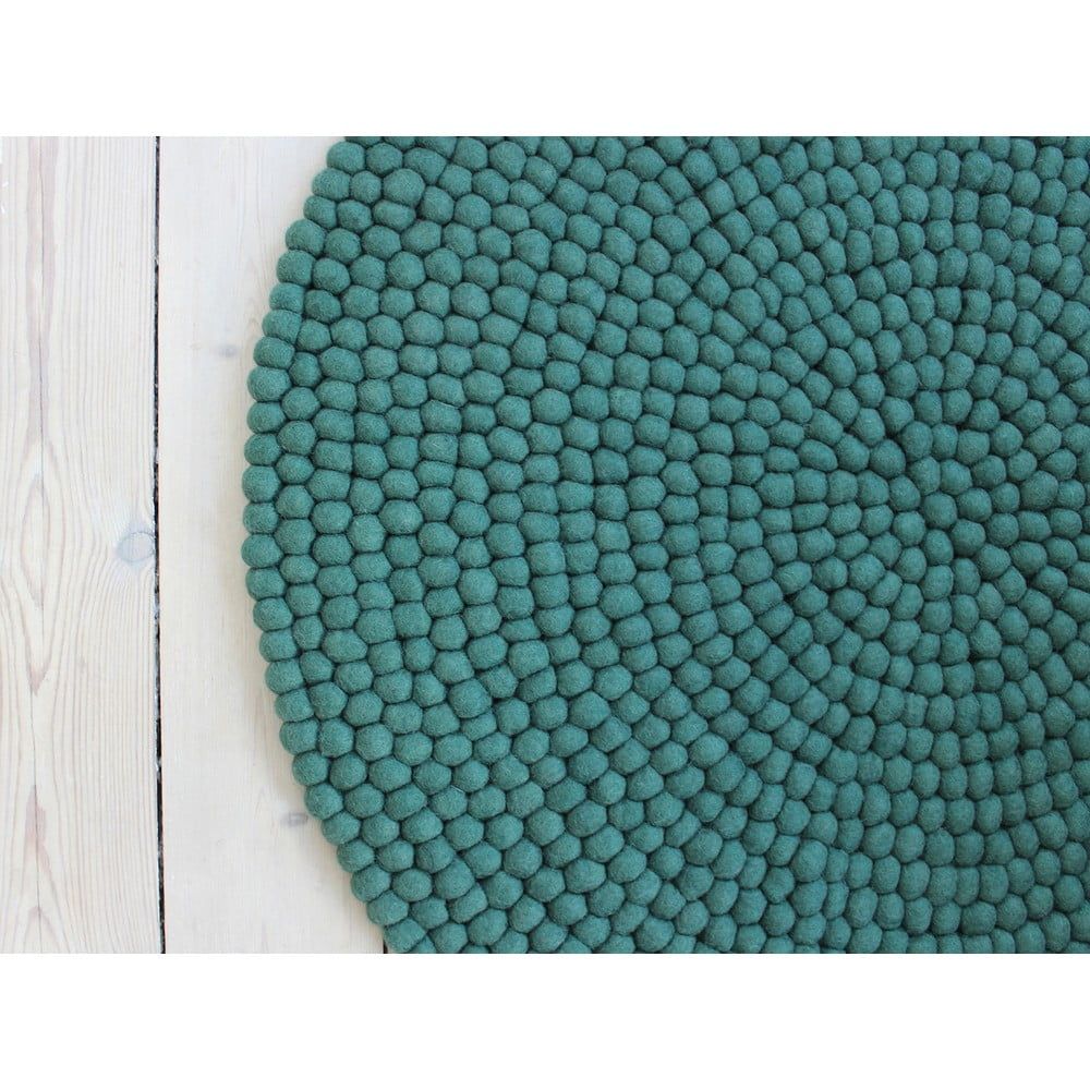 Zelený kuličkový vlněný koberec Wooldot Ball Rugs, ⌀ 120 cm - Bonami.cz