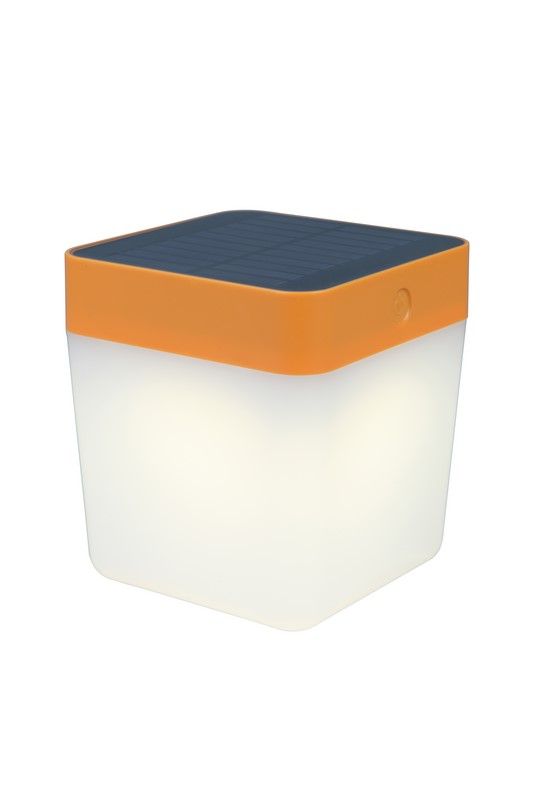 Lutec 6908001340 LED venkovní stolní solární lampička Table Cube 1x1W | 100lm | 3000K | IP44 - přenosná, oranžová - Dekolamp s.r.o.