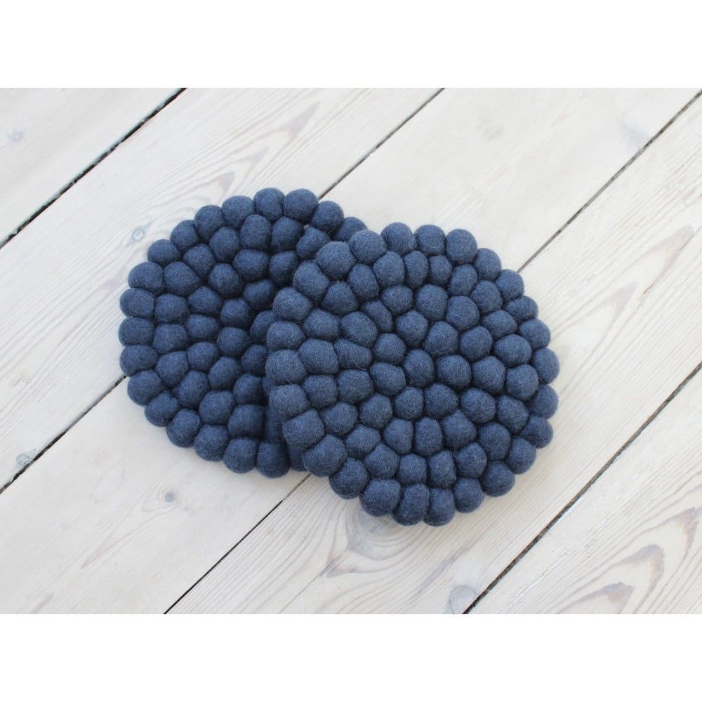 Tmavě modrý kuličkový podtácek z vlny Wooldot Ball Coaster, ⌀ 20 cm - Bonami.cz
