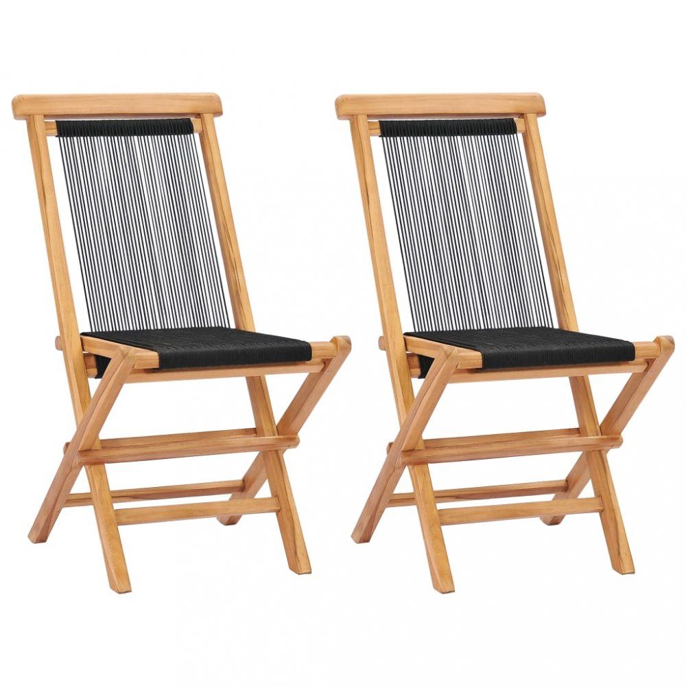 Skládací zahradní židle 2 ks teakové dřevo / provázky Dekorhome - DEKORHOME.CZ