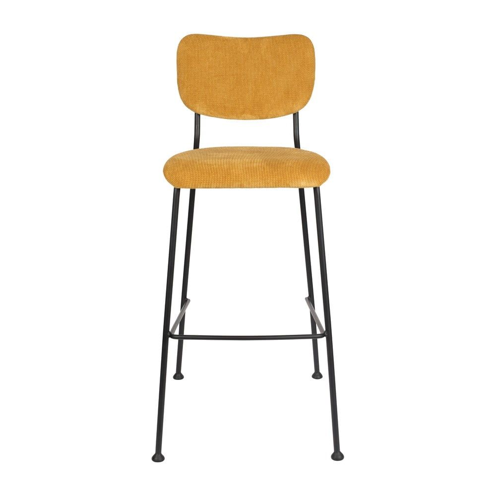Žlutá manšestrová barová židle ZUIVER BENSON 75,5 cm - Bonami.cz
