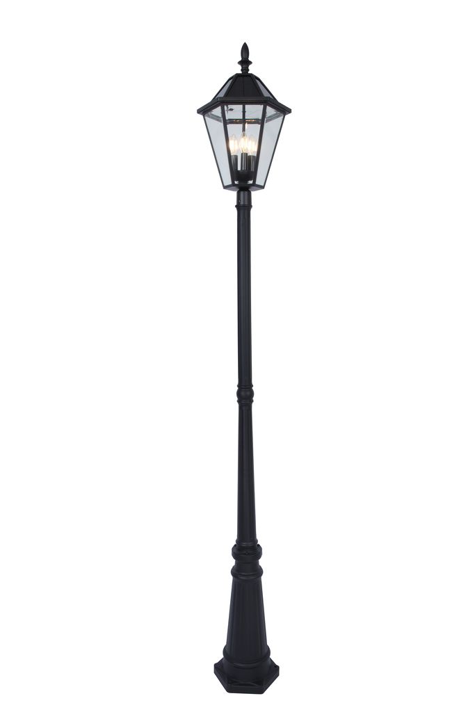 Lutec 6951301189 LED zahradní solární stojací lampa London 3x2W | 3xE12 | 300lm | 3000K | IP44 - černá - Dekolamp s.r.o.