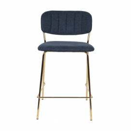 White Label Modrá látková barová židle WLL Jolien 65 cm