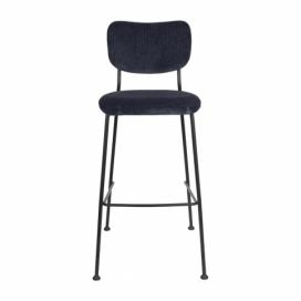 Tmavě modrá manšestrová barová židle ZUIVER BENSON 76 cm