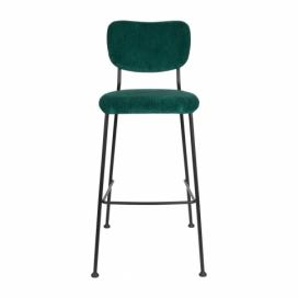 Tmavě zelená manšestrová barová židle ZUIVER BENSON 76 cm