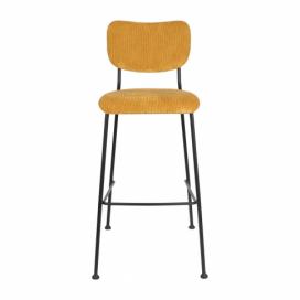 Okrová manšestrová barová židle ZUIVER BENSON 76 cm