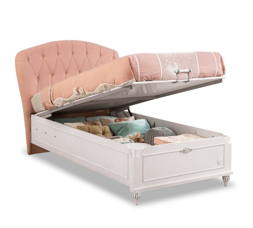 Dětská postel s úložným prostorem Carmen 100x200cm - bílá/růžová - Nábytek Harmonia s.r.o.