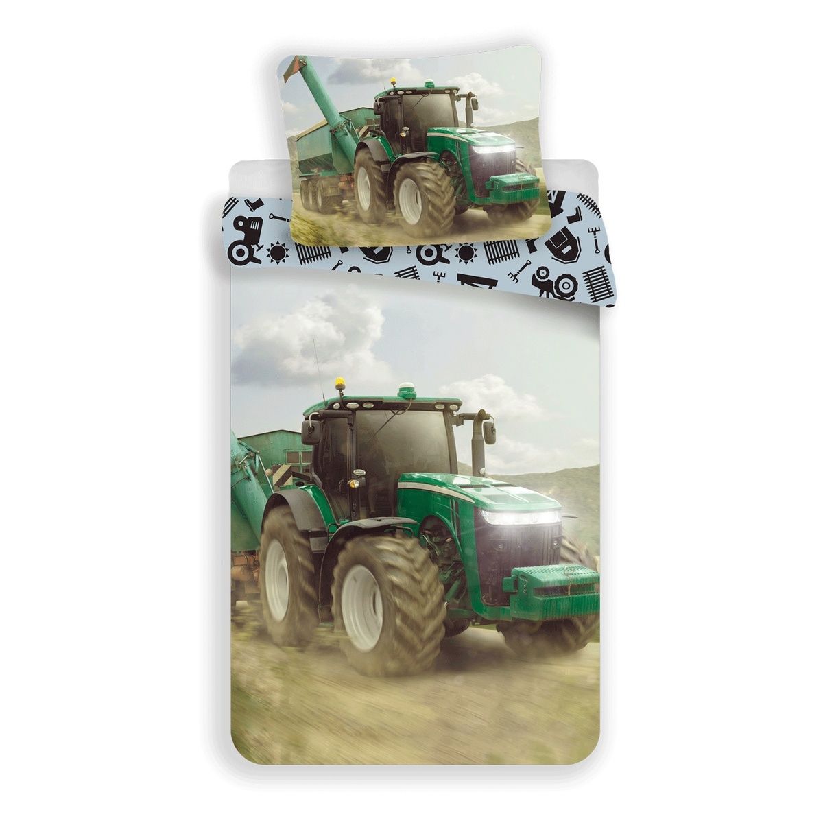 Jerry Fabrics povlečení bavlna fototisk Traktor green 140x200+70x90 cm  - POVLECENI-OBCHOD.CZ