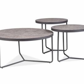 Konferenční stolek DEMETER šedý (EFEKT BETONU) / Černý (Komplet)