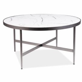 Konferenční stolek DOLORES B bílý (mramorový efekt) / šedý FI 80