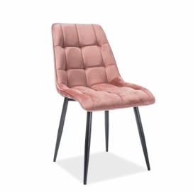 Židle Chic Velvet Růžový antický bluvel 52 / Černý